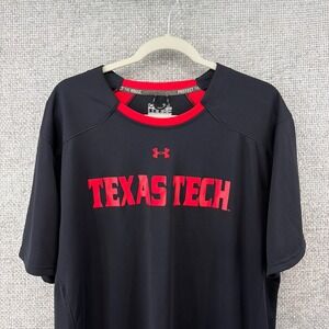 Under Armour Mens XL Texas Tech Red Raiders Loose HeatGear Shirt Black Logo‎